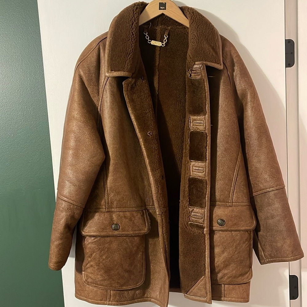 Vintage leather fur coat